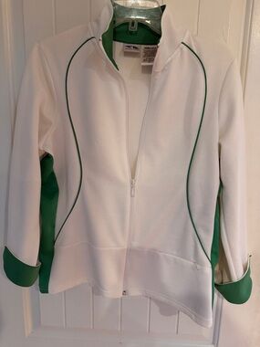 White & Green Zip-Up Athletic Jacket by Athletic Works